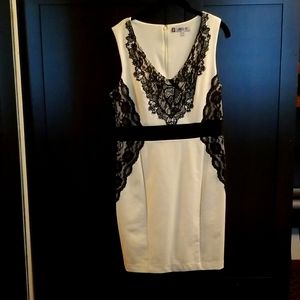 Black and white/off white lace Jennifer Lopez dress
